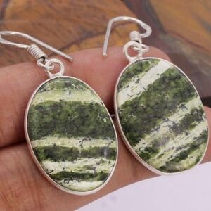 Swiss Green Opal Gemstone 925 Sterling Silver Handmade Drop Dangle Earrings